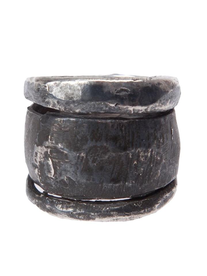 Lee Brennan Design 'black Stack' Ring, Men's, Size: 53, Metallic