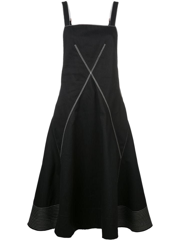 Proenza Schouler Contrast Stitch Denim Pinafore Dress - Black