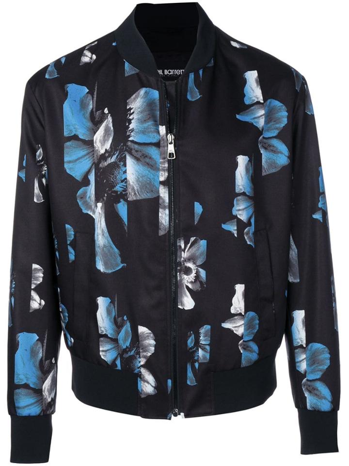 Neil Barrett Floral-print Bomber Jacket - Black