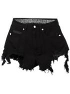 Marcelo Burlon County Of Milan - 'alin' Distressed Shorts - Women - Cotton/spandex/elastane - 25, Black, Cotton/spandex/elastane