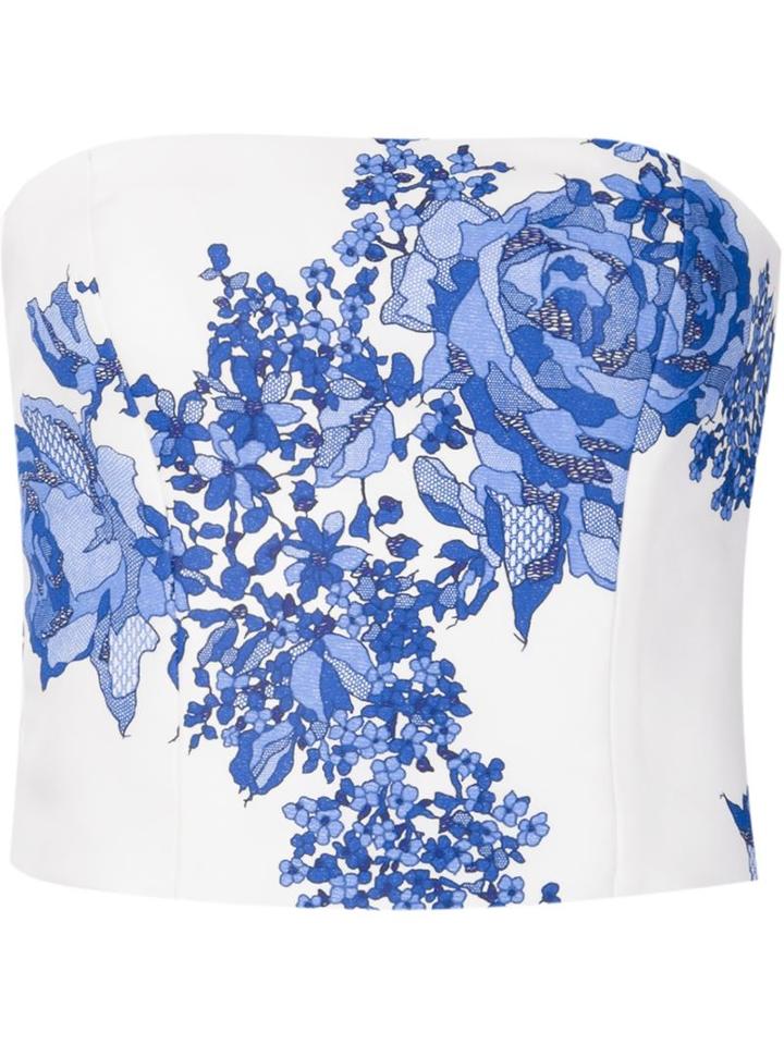 Monique Lhuillier Strapless Floral Top