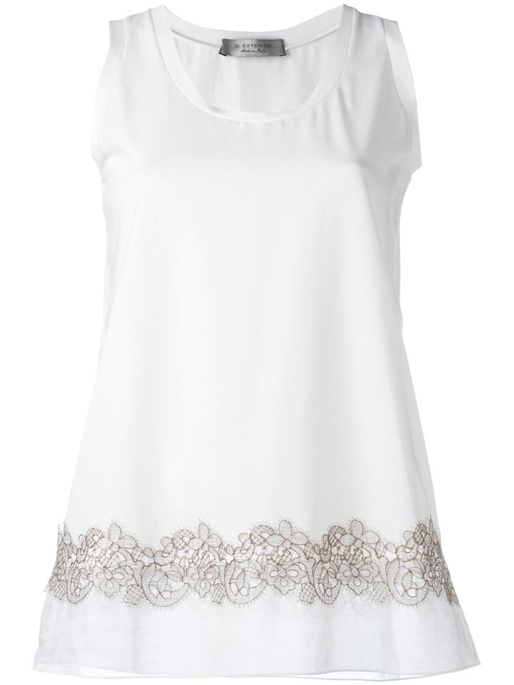 D.exterior Lace Trim Vest, Women's, Size: Medium, White, Cotton/spandex/elastane