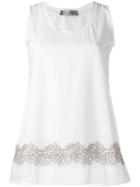 D.exterior Lace Trim Vest, Women's, Size: Medium, White, Cotton/spandex/elastane