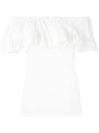 Hache Ruffled Blouse, Women's, Size: 42, White, Cotton/spandex/elastane
