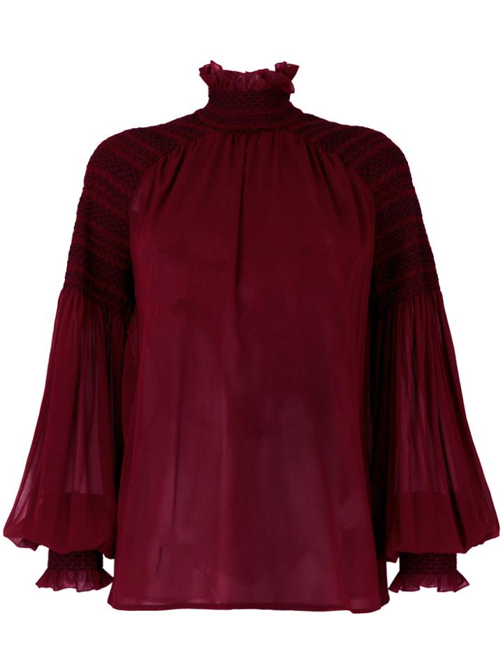 Blumarine Bell Sleeve Smock Top - Red