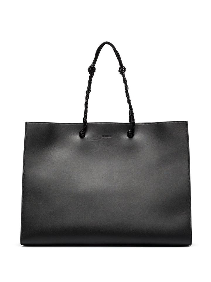 Jil Sander Tangle Medium Leather Tote - Black