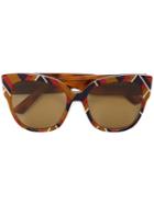 Gucci Eyewear Multicoloured Chevron Square-frame Sunglasses - Brown