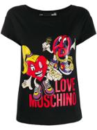 Love Moschino Peace Love Doll T-shirt - Black