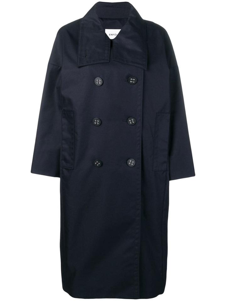 Enföld Double Breasted Trench Coat - Blue