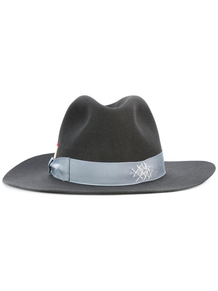 Borsalino Strap Detail Fedora Hat, Women's, Size: 57, Grey, Beaver Fur