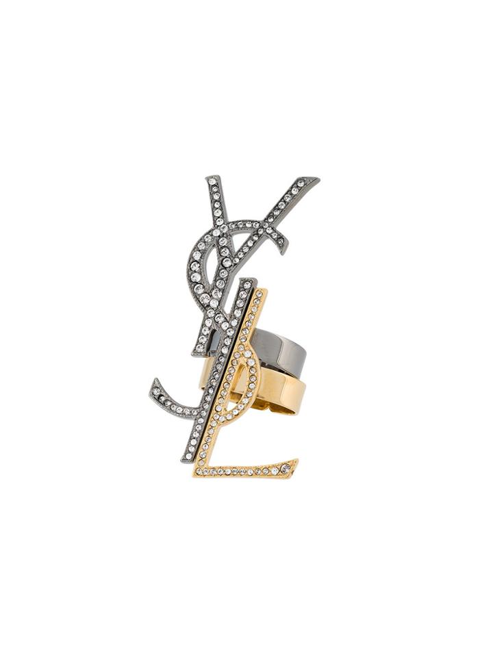 Saint Laurent Monogramme Destructure Ring Set - Metallic