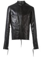 Ma+ Zipped Up Jacket, Men's, Size: 48, Black, Leather/linen/flax