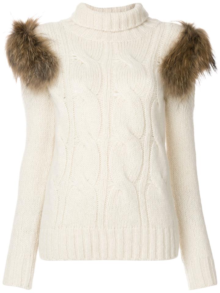 Forte Couture Fur Details Jumper - Nude & Neutrals