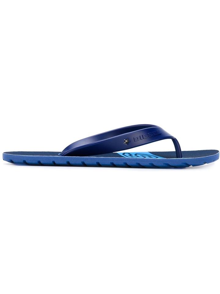 Diesel Splish Flip Flops, Men's, Size: 42, Blue, Rubber