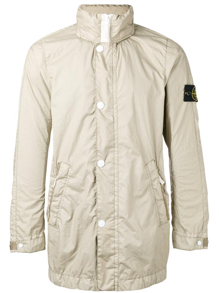Stone Island Logo Sleeve Patch Jacket, Men's, Size: Small, Nude/neutrals, Polyamide/polyurethane Resin
