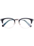 Brioni Round Frame Brim Glasses, Black, Acetate/titanium