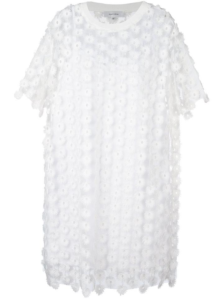 Carven Lace T-shirt Dress, Women's, Size: 34, White, Polyester
