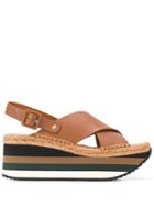 Paloma Barceló Striped Wedge Sandals - Brown
