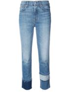 7 For All Mankind Patchwork Cuff Cropped Jeans - Blue