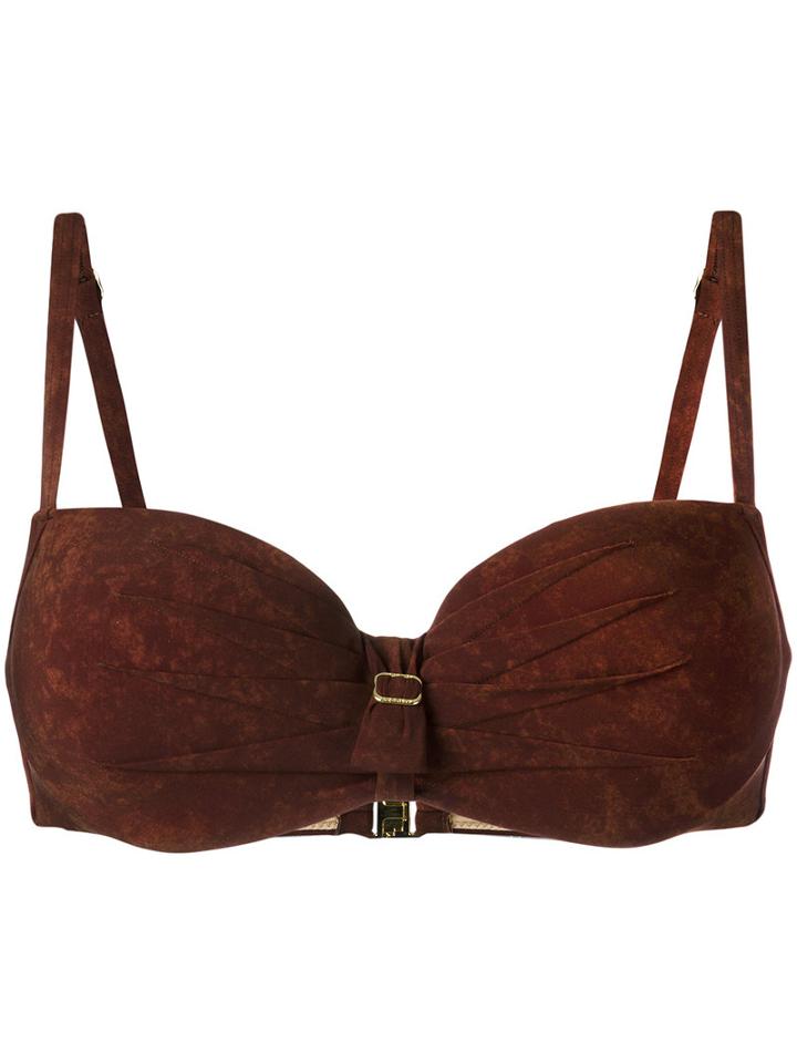 Marlies Dekkers - Puritsu Plunge Bikini Top - Women - Polyamide/polyester/spandex/elastane - 75c, Women's, Brown, Polyamide/polyester/spandex/elastane