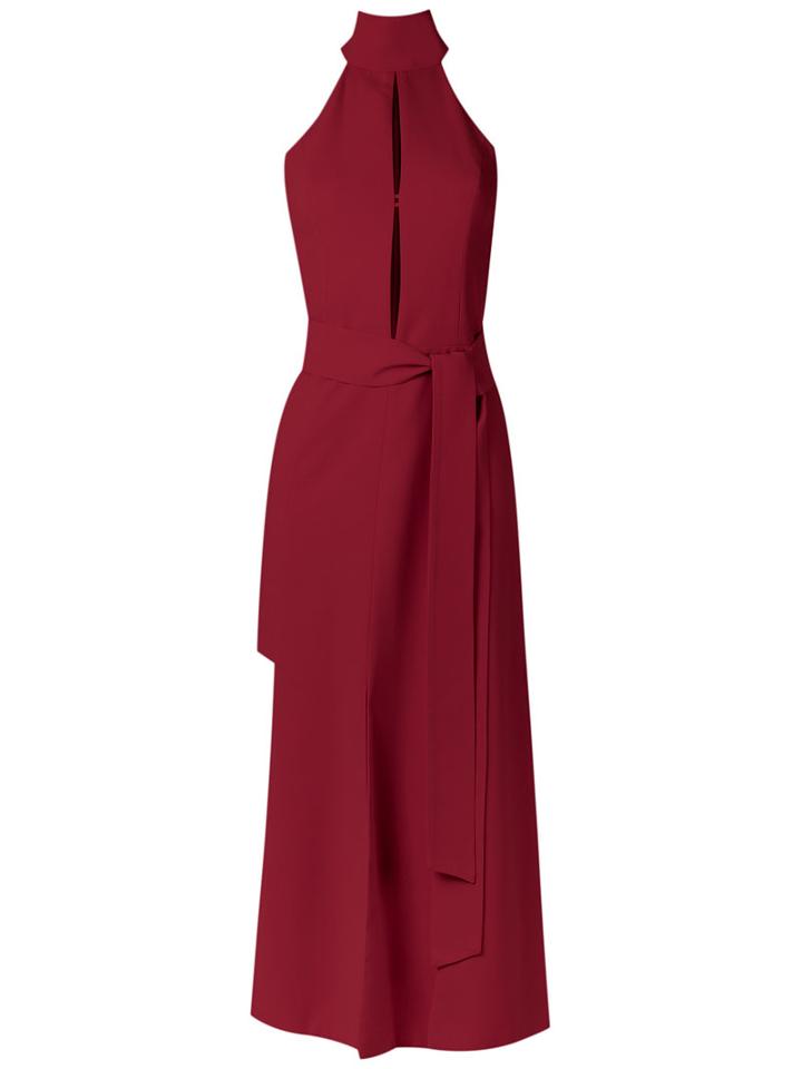 Giuliana Romanno Lace Up Dress, Women's, Size: 38, Red, Polyester