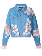 Anouki - Lace Inserts Denim Jacket - Women - Polyester/1/niaci - One Size, Blue, Polyester/1/niaci