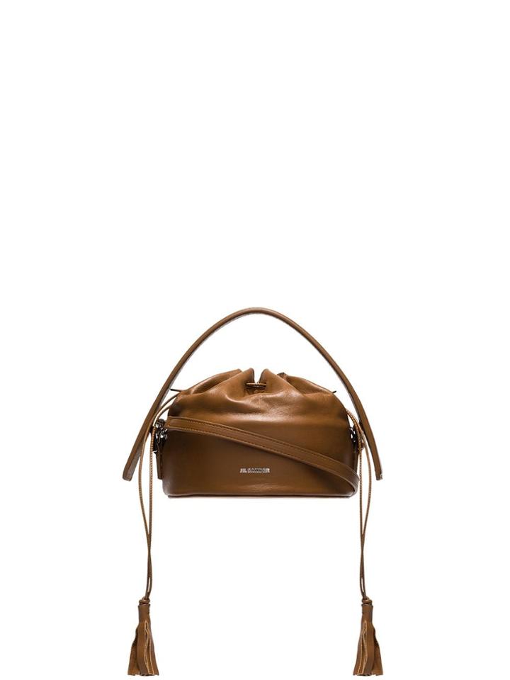 Jil Sander Drawstring Drum Shoulder Bag - Brown
