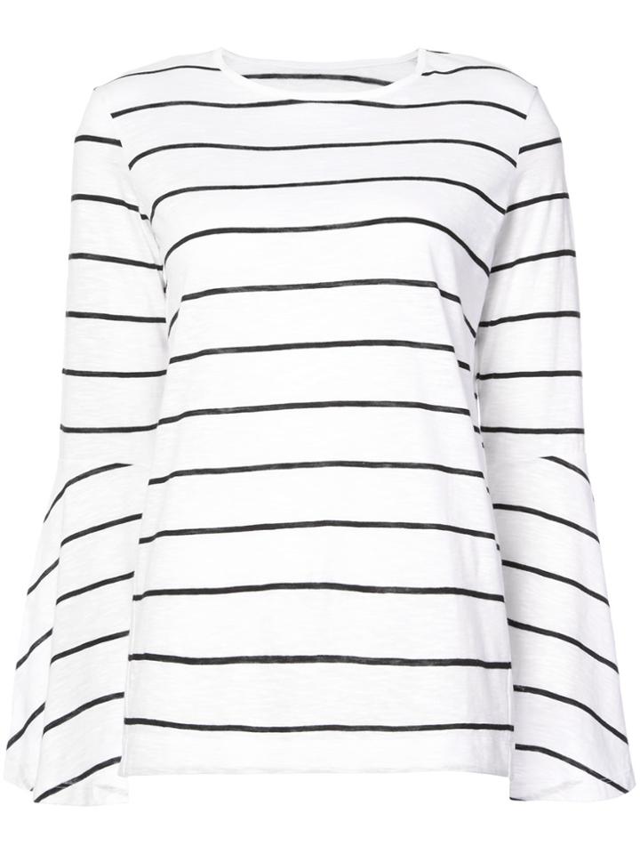 Lareida Striped Flute Sleeve Top - White