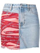 Heron Preston Printed Detail Denim Skirt - Blue