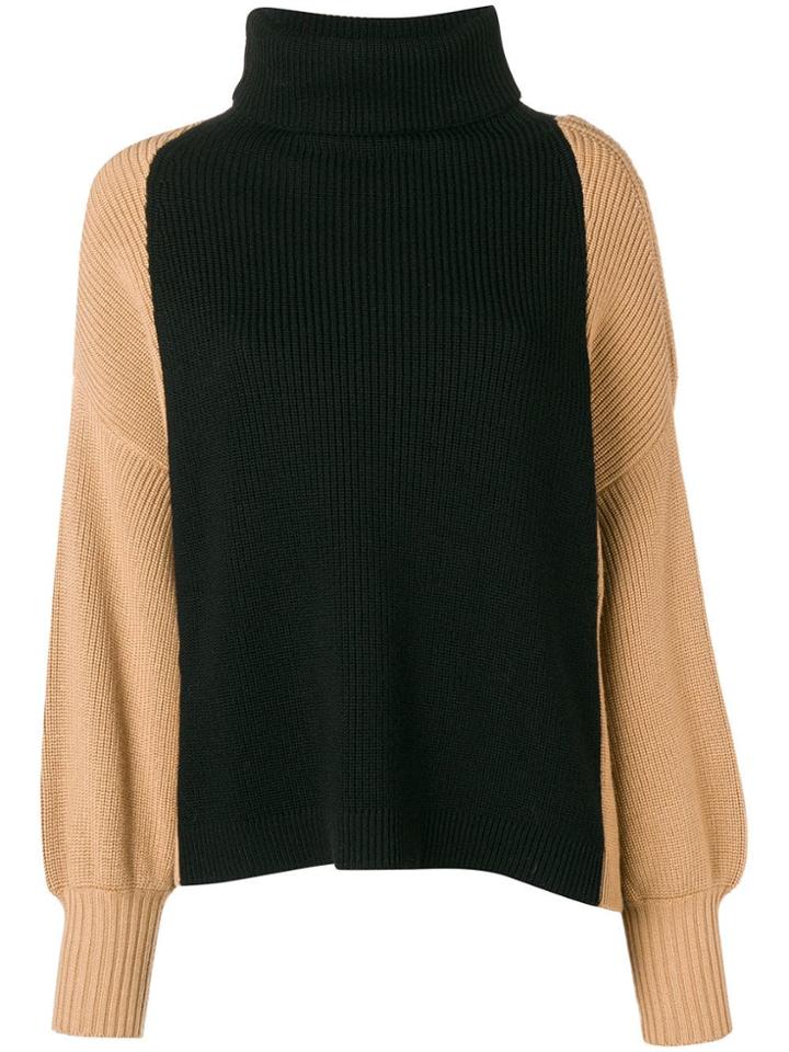 Maison Flaneur Contrast Sleeve Jumper - Black