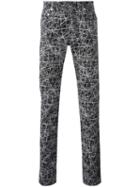 Dior Homme Lines Print Trousers, Men's, Size: 32, Black, Cotton/spandex/elastane/calf Leather