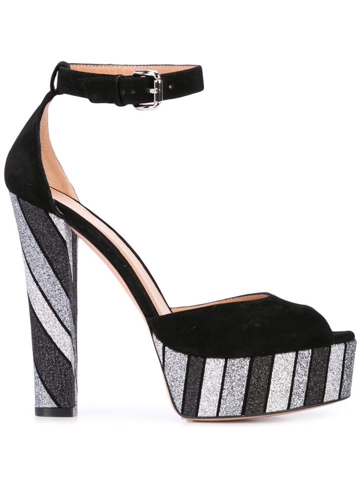 Madison. Maison Glitter Stripe Sandals - Black