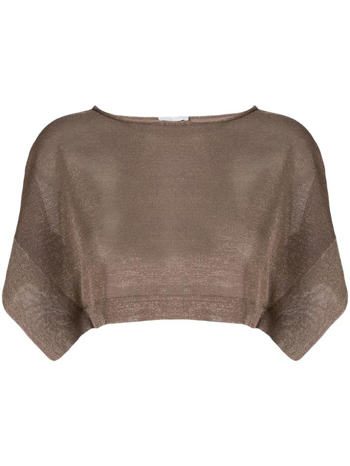 Fabiana Filippi Metallic Cropped Jumper - Brown