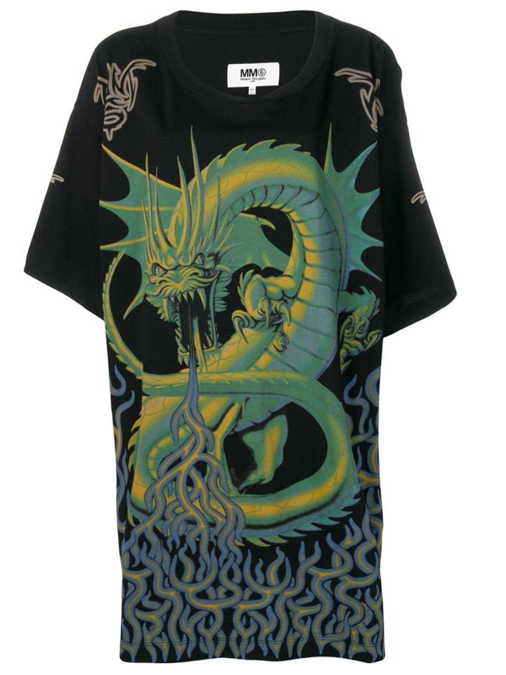 Mm6 Maison Margiela Graphic Print T-shirt Dress - Black