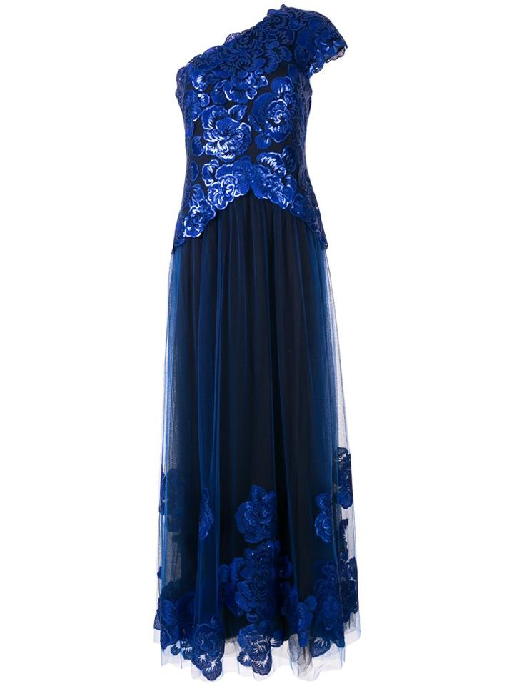 Tadashi Shoji Embellished One-shoulder Dress - Blue