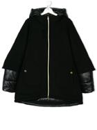 Herno Kids Teen Zip-up Hooded Coat - Black
