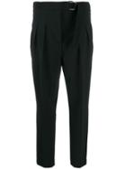 Luisa Cerano Belted Tapered Trousers - Black