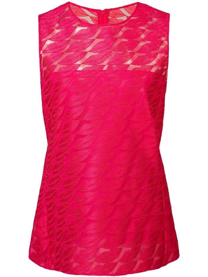 Akris Lips Embroidered Sleeveless Top - Pink
