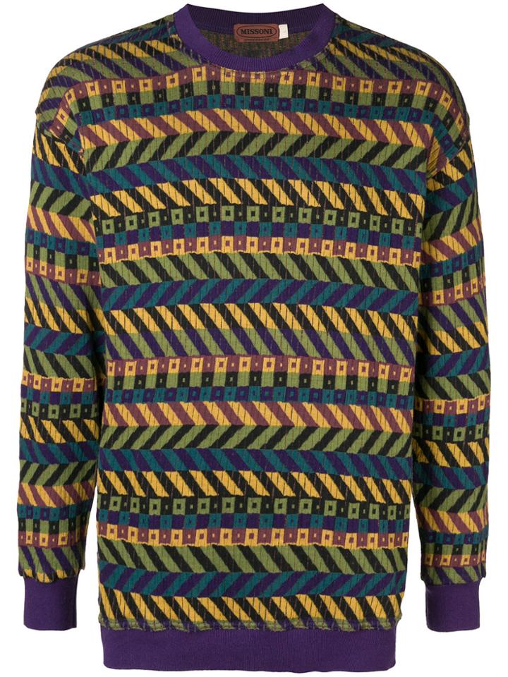 Missoni Vintage Geometric Stripe Knitted Sweatshirt - Multicolour