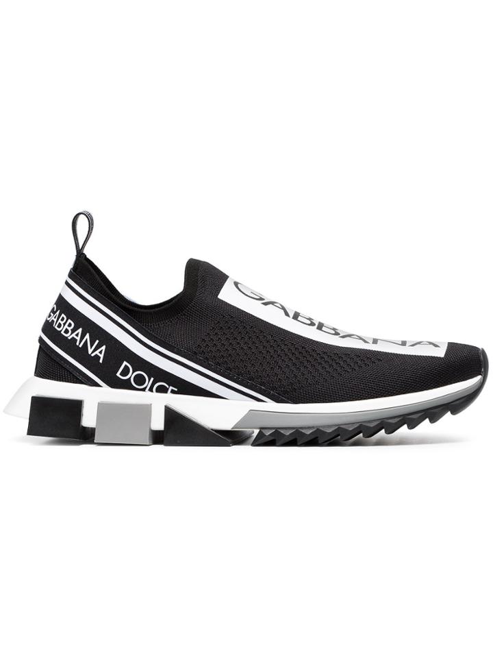 Dolce & Gabbana Black And White Branded Sorrento Sneakers