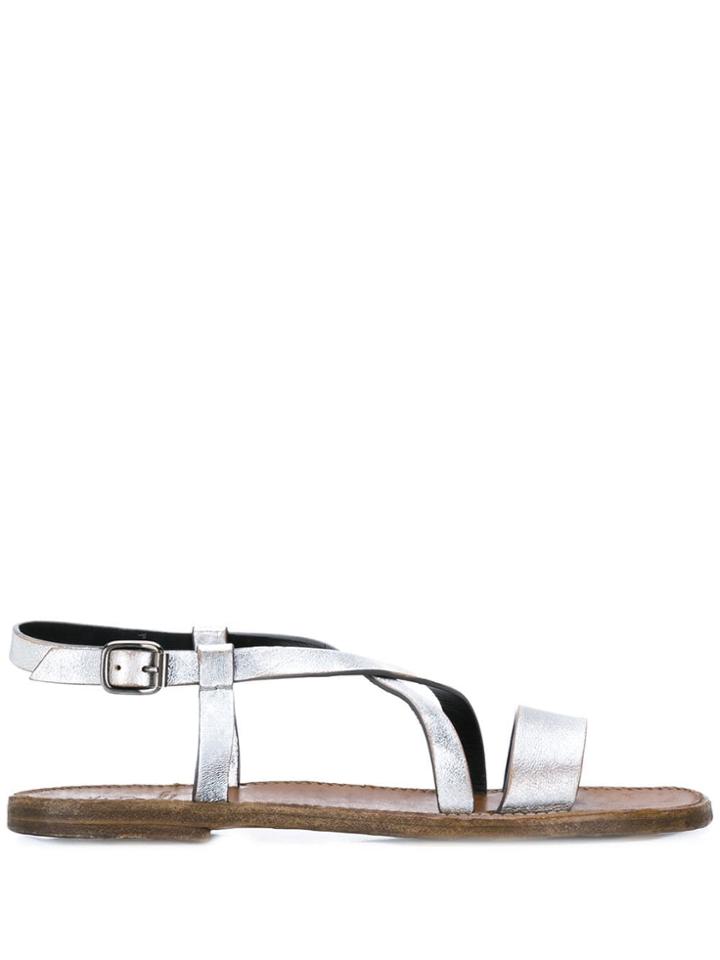 Silvano Sassetti Flat Strappy Sandals - Silver