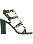 Valentino Garavani Rockstud Rolling Sandals, Women's, Size: 37.5, Green, Leather/metal Other