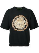 Sasquatchfabrix. - Embroidered Dragon Sweater - Men - Cotton/polyester - L, Black, Cotton/polyester