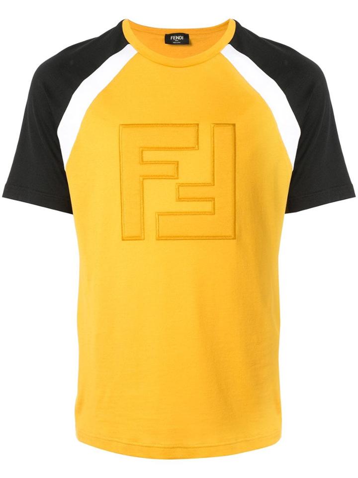 Fendi Embroidered Logo T-shirt - Yellow