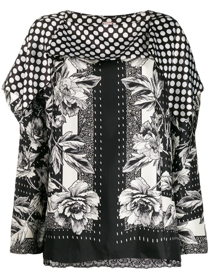 Antonio Marras Flower-print Silk Blouse - Black