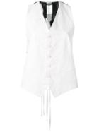 Ann Demeulemeester Striped Open Back Waistcoat, Women's, Size: 40, White, Cotton/linen/flax/rayon