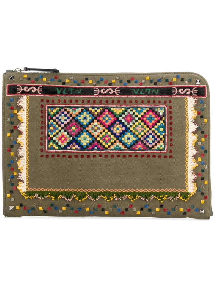 Valentino Valentino Garavani Bordado Clutch - Green