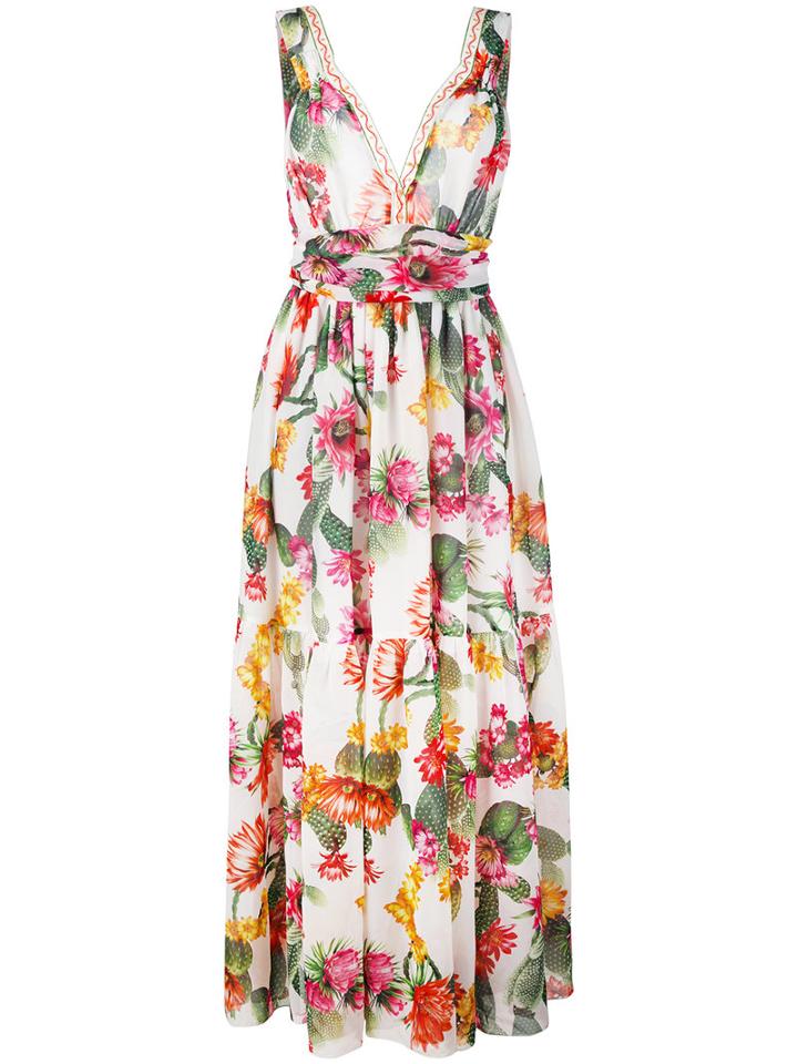 Blugirl - Cactus Print Maxi Dress - Women - Polyester - 40, Polyester