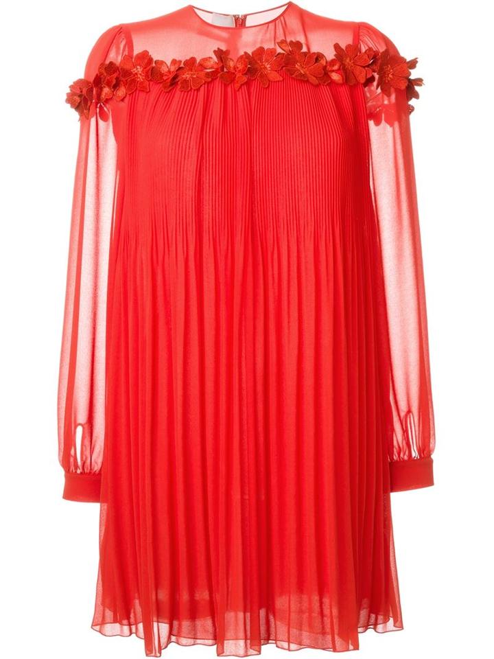 Giamba Flower Appliqué Pleated Dress