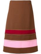 Marni Striped A-line Skirt - Brown